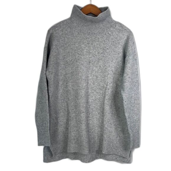 Ann Taylor LOFT Light Flecked Gray Mock Neck Ribbed Trim Sweater Size XS - Picture 1 of 8